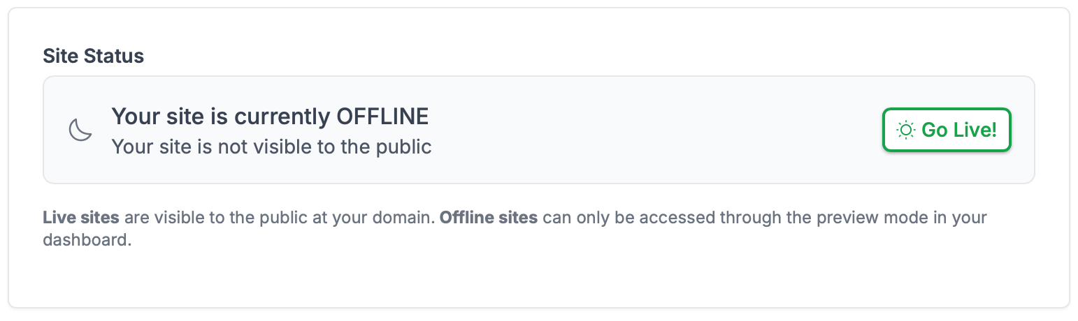 your site is not live