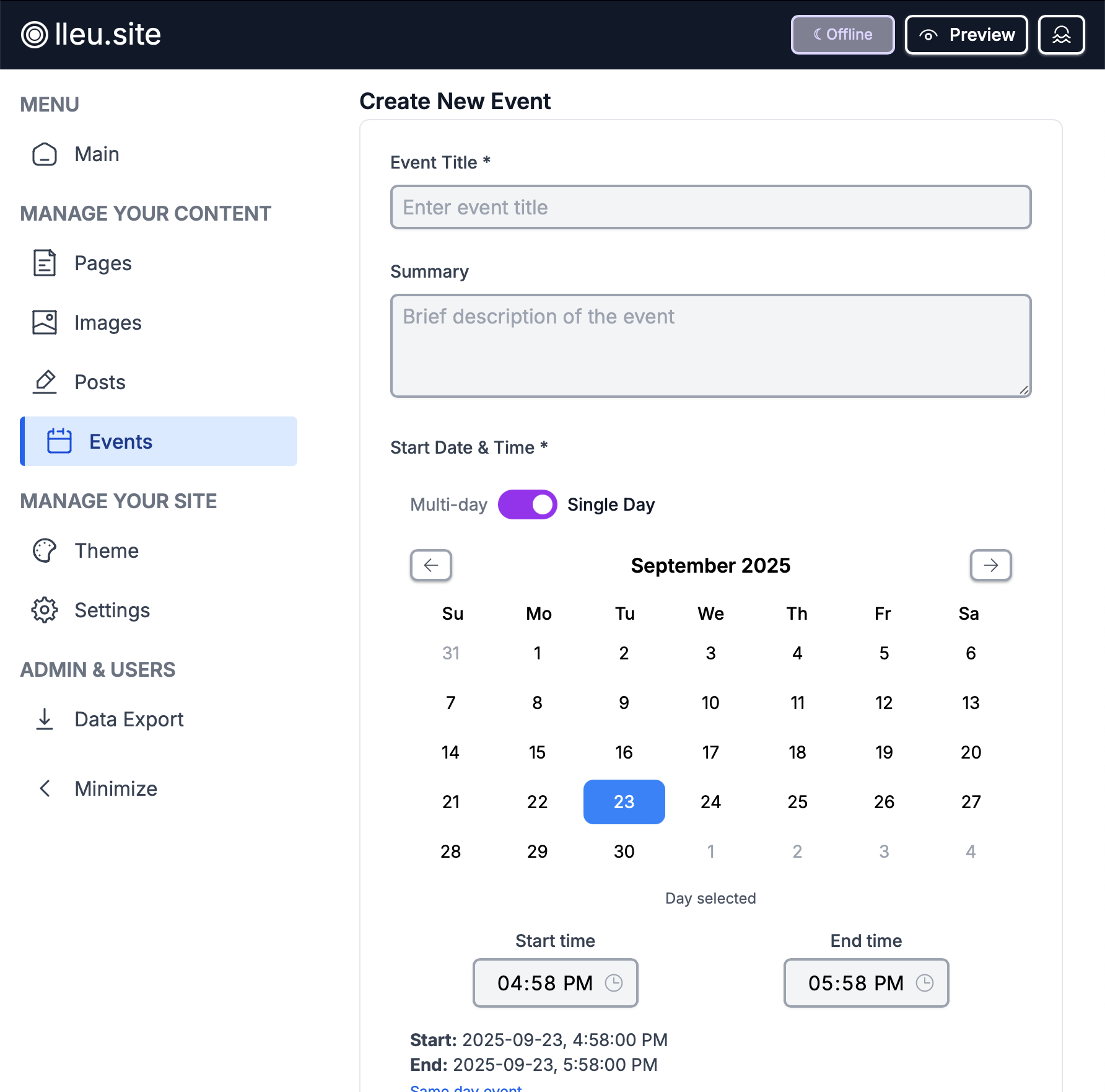 creating an event